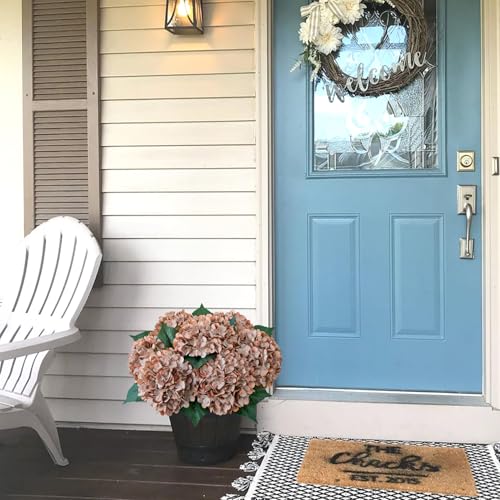 JINWOE Fall Boho Hydrangea Artificial Flowers,4PCS 21" Silk Real Touch Flowers, Faux Flowers Fake Artificial Hydrangeas with Stems for Bouquet Table Centerpieces Halloween - color: Grey Coffee