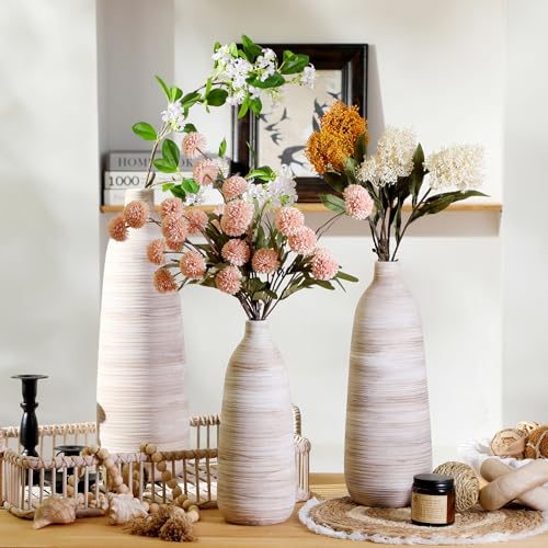 ALMA 18 inch Extra Tall Floor Vase for Home Decor, Large Boho Vase for Tall Pampas Grass, Cream Ceramic Flower Vase for Centerpieces, Living Room Floor, Entryway Floor, Mantel, Bookshelf - color: Skinny-white-18"