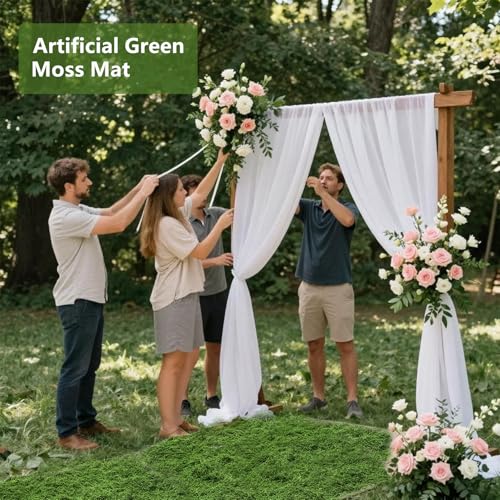 Fake Moss Table Runner for Crafts 19.68" x 78.74" Artificial Moss Sheet Roll, Waterproof Green Sheet Moss for Indoor Plants, Faux Moss Mat for Wedding DIY Centerpieces Fairy Garden Wall Decor - color: Light Green- 19.68×78.74 Inch/0.5×2 M