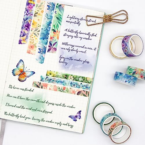 20 Rolls Washi Tape Set - Floral Butterfly Decorative Masking Tape, Adhesive Tape for Bullet Journal Supplies, Junk Journal, Diy Craft, Scrapbooking Supplies, Gift Wrapping, Party Decoration - style: Floral