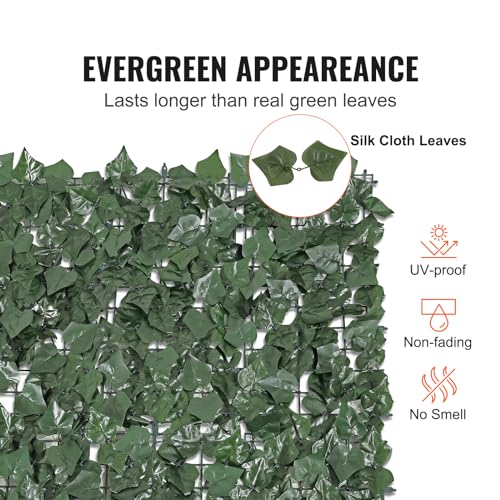 VEVOR Artificial Ivy Privacy Fence Screen, 96 x 72 in Faux Ivy Vine Leaf Hedges Fence, Greenery Privacy Fence with Strengthened Joint, Green Wall Decoration for Outdoor Garden, Yard, Balcony - color: Ivy, size: 96 x 72 inch