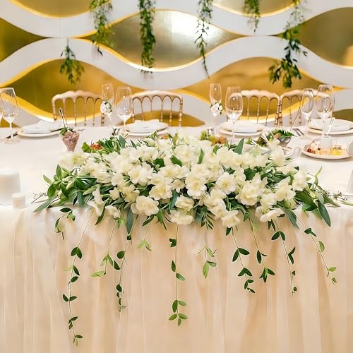 2 PCS White Artificial Cherry Blossom Garland, 135 Head Flowers Vine with Green Leaves for Spring Home Decor, Wedding, Party, Indoor Decoration, Mother's Day and Valentine's Day Gifts - color: 2pcs 135-head White