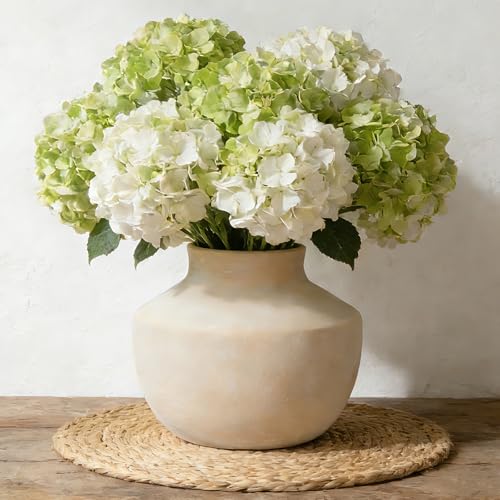 Ceramic Flower Vase, 5.5 Inch Off-White Farmhouse Vase, Handcrafted Weathered Pottery Vase, Small Flower Vase for Home Decor, Living Room, Table, Shelf - color: 5.5"h-off White
