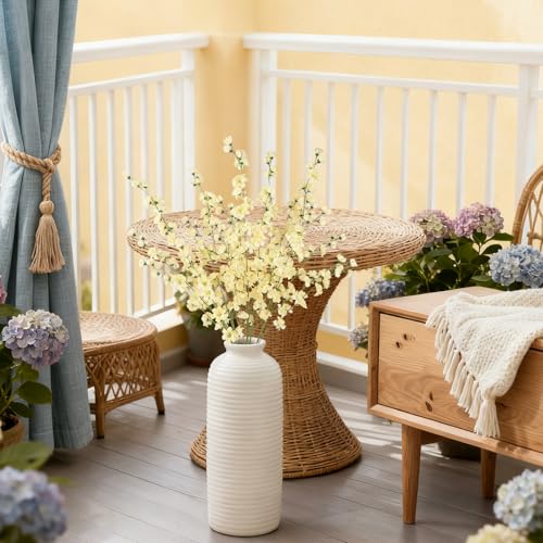 5pcs Champagne Artificial Delphinium Flowers 43.3 Inch Tall Fake Silk Flowers Larkspur Artificial Flowers for Wedding Centerpiece Home Party Garden Outdoor Decor(Champagne) - color: Champagne