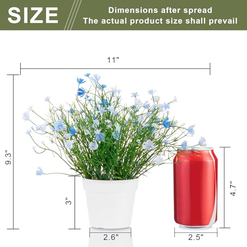 Artificial Babys Breath Potted Fake Plants with Flowers Faux Plants Indoor for Home Office Bookshelf Table Room Decor (Blue) - color: Blue