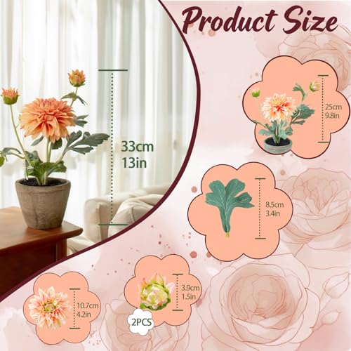 Champagne Dahlia Flowers Fake Silk Mums Flower Artificial Chrysanthemum Flowers Faux Flowers for Vase Mums in Pot Spring Decor Coffee Table Home Party Decoration - color: Dahlia Champagne