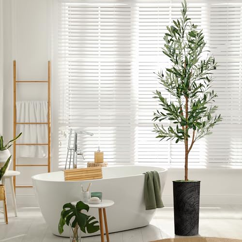 Artificial Tree in Optional Designed Pot, Fake Olive Silk Tree for Indoor and Outdoor Home Decoration - 68" Overall Tall (Plant Pot Plus Tree) - style: Olive Tree
