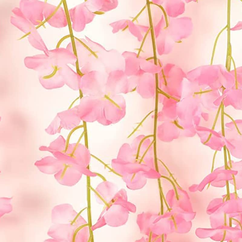 12 Pack Wisteria Flower Vines Garland, 3.75 Ft Artificial Flower Strings, Fake Hanging Flowers, Silk Wisteria Garland Flowers, Flower Vine for Wedding Garden Decor (Pink) - color: Pink