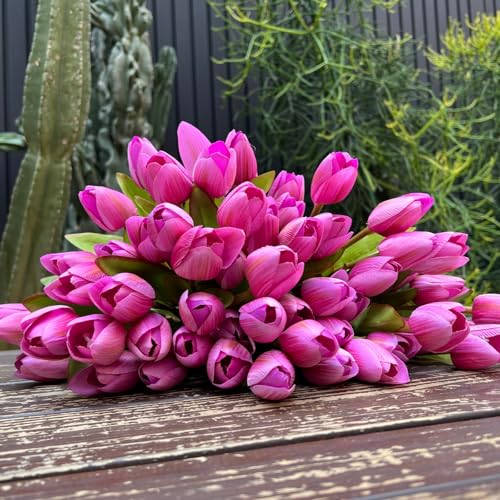 Artificial Fake Flowers Tulip for Outdoor Decoration,UV Resistant Faux Plastic Fabric Greenery Shrubs Plants Fake Flowers Hanging Planter Kitchen Home Garden Wedding Decor (Light Purple) - color: Light Purple