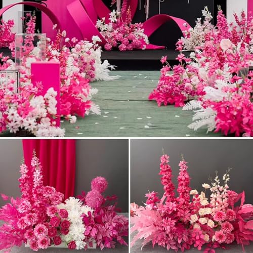FagusHome Silk Hydrangea Heads 36 Pcs Artificial Flowers Heads and 3 Dozens Stems Fake Hydrangea Flowers with Stems for Home Wedding Decor (Deep Rose) - color: Deep Rose