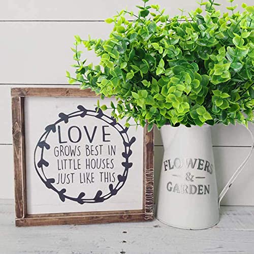 Ouddy Decor 24 Bundles Artificial Greenery Stems Fake Plants Outdoor UV Resistant Faux Plastic Boxwood for Kitchen Office Garden Porch Farmhouse Window Box Home Decor - size: 24 Pcs
