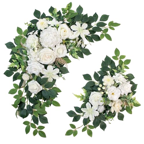Pack of 2 Faux Flowers,Wedding Arch Flowers,Wisteria Hanging Flowers,Flower Garland Be Suited to Aisle Decorations for Wedding Ceremony,Wedding Arches for Ceremony - color: 2pc White