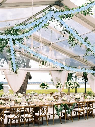 12PCS Light Blue Wisteria Hanging Flowers 6.4FT Artificial Hanging Wisteria Flowers for Decoration for Wedding Arch, Backdrop, Garden Party Decor (Light Blue) - color: Light Blue