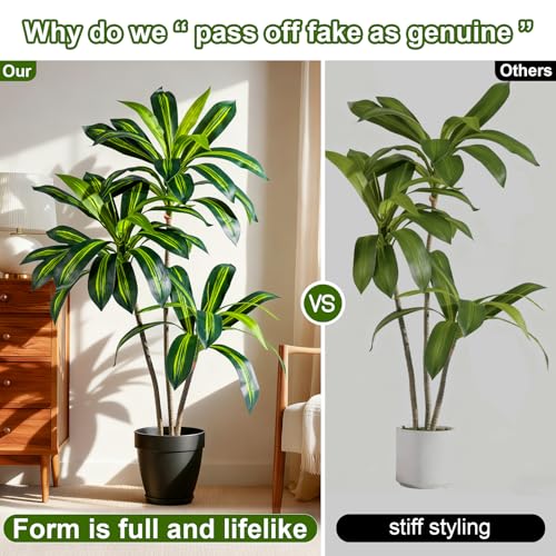 Tall Fake Tree Artificial Trees Plant with White Planter Pot Indoor Outdoor Potted Silk Plants Large Faux Trees loor Floor for Home Living Room Office Outside Patio para decoracion Housewarming Gift - size: 4ft
