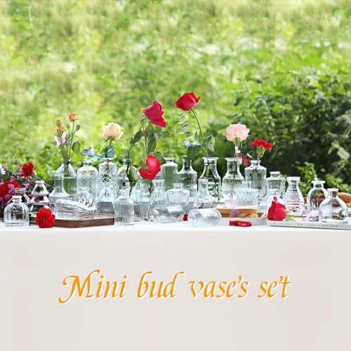 Glass Bud Vases in Bulk Set of 30 Pcs,Small Glass Vases for Flowers as Wedding Centerpieces for Tables,Clear Flower Vases Suitble for Wedding Decorations,Christmas Home Decor (Clear, 30 pcs) - color: Clear, size: 30 pcs