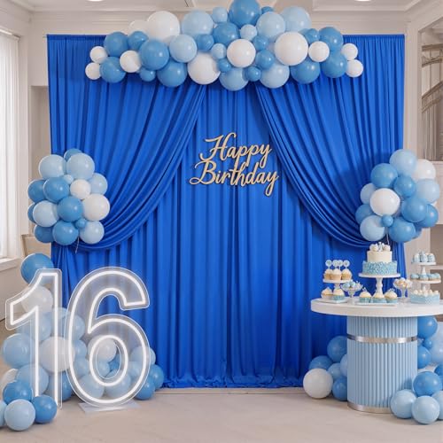 Wrinkle Free 10x8 ft Royal Blue Backdrop Curtains for Parties, Polyester Backdrop Drapes Soft Back Drop for Birthday Wedding Photography Background Decorations - color: Royal Blue, size: 10ftx8ft