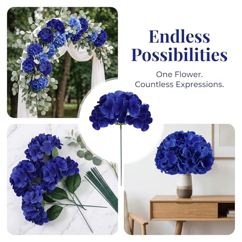 AVIVIHO 20PCS Royal Blue Hydrangea Artificial Flowers Bulk Realistic Silk Faux Hydrangea Heads with Stems Fake Flowers for Wedding,Party,Home,Table Centerpieces, Arch,Baby Shower,Party DIY Decoration - color: Royal Blue, size: 20PCS