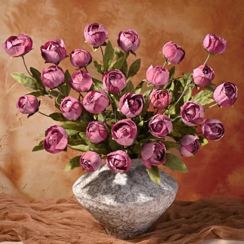 Waipfaru 6 Pcs Faux Peonies Artificial Flowers for Vase, 27"- Warm Pink | Fake Silk Peonies Flowers for Wedding, Vase Filler Flowers for DIY Bouquets Centerpieces Bridal Shower Office Decor - color: Warm Pink, size: 6Pcs
