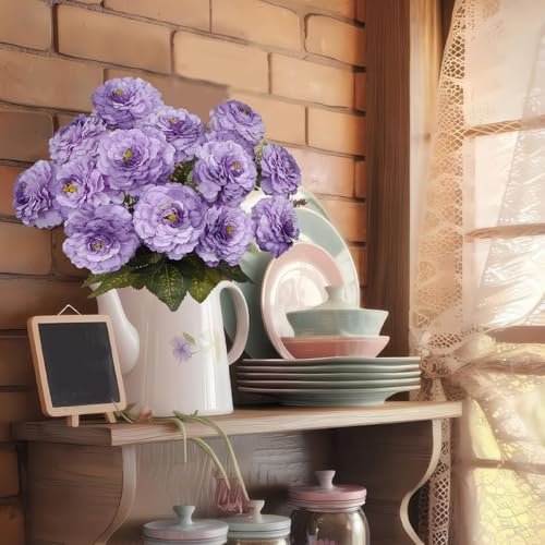 2 Pcs Artificial Flowers Zinnias Silk Flowers with Stems Zinnia Elegans Artificial Flowers for Outdoors Floral Arrangements Table Centerpieces Wedding Party Home Spring Summer Decor Purple - color: Purple