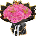 Pink Glitter Roses Bouquet, 36 Pcs Shiny Glitter Flowers Bouquet, Everlasting DIY Artificial Roses Bouquet for Christmas, Birthday, Anniversary, Wedding, Engagement - color: Pink-a, size: 36 PCS