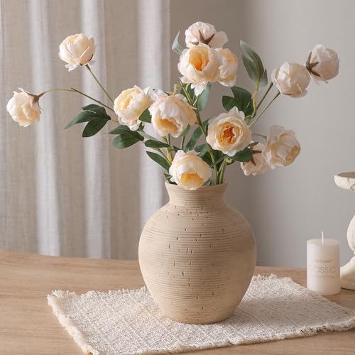 Ceramic Flower Vase Home Decor, 7.4 in Farmhouse Table Vases Retro Vintage Living Room Kitchen Bedroom Decoration Pottery Decorative Vases for Flowers House Shelf Office Desk Dining Entryway, Rustic - color: 7.4 in - Rustic