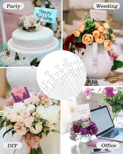 Avsty 30Pcs Floral Card Holder Picks-Wire Place Card Holder for Wedding-Metal Photo Picture Clip Holder-Table Name Number Holder,Memo Note Holder for Flower Arrangement,Wedding,Party(Silver, Star) - color: Silver, size: Star