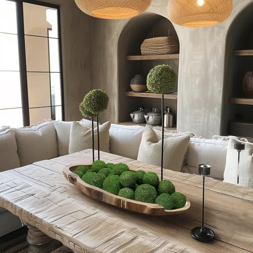 Biubee 18 Pack Decorative Faux Dried Moss Balls- 6pcs 3.1" Artificial Green Plant Mossy Globes+ 12pcs 2.2" Handmade Sphere Moss Gift for Home Dough Bowl Vase Chinoiserie Decors Party Wedding Display - size: S/L(18pcs)