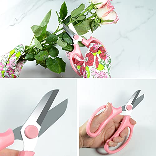 5PCS Rose Thorn Tools Rose Leaf Thorn Strippers with a Rose Pruning Shears and Garden Rose Gloves Pink1