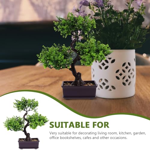 Cabilock Artificial Bonsai Tree, Fake Potted Bonsai Plants Decoration, Desktop Realistic Welcoming Pine Ornament for Home Office Entryway Chests Decor, Red (Green) - color: Green
