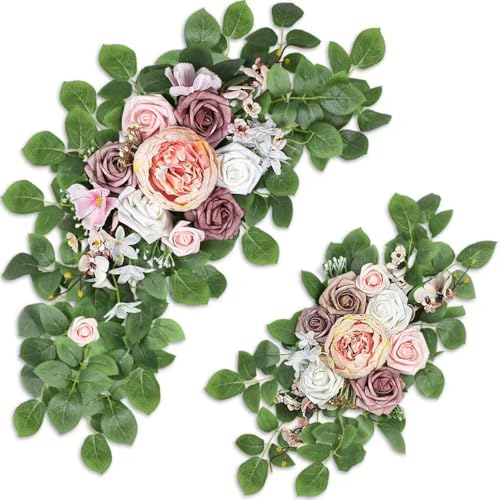 Pink Arch Flowers for Wedding, Artificial Arch Wedding Flowers Set of 2, Artificial Floral Swags for Bridal Shower Decoration, Baby Shower, Photo Backdrop Decor, Wedding Decoration (Pink) - color: Pink