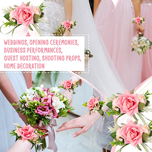 Jexine 12 Pcs Boutonniere and Corsage for Wedding Mother's Day Party Flower Wrist Corsages with Pins for Men Women Groom Bride Groomsmen Prom Ceremony Anniversary Dinner Decor(Pink) - color: Pink