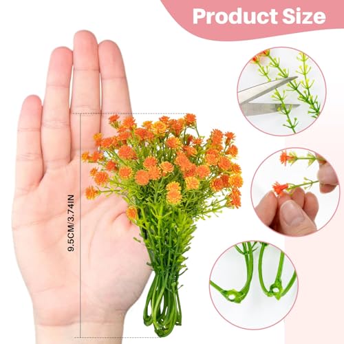 RAINFLOW Babys Breath Artificial Flowers Bulk - 100PCS Mini Flowers for Decoration Scrapbook Supplies Flower Garland Wedding Decorations for Reception Bouquet Accessories Home Decor(White Orange) - color: Orange White, size: 100 PCS