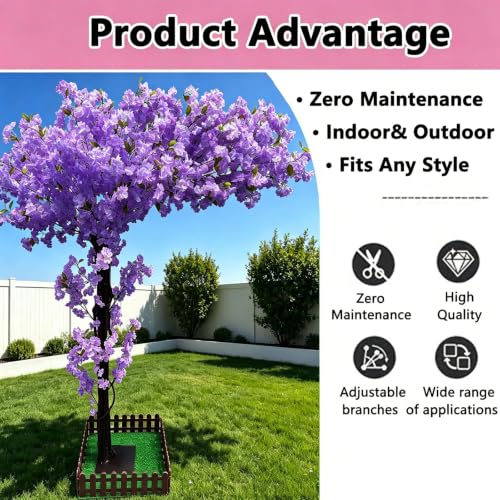 10FT Purple Artificial Cherry Blossom Trees for Home Decor Indoor Outdoor,Fake Japanese Cherry Blossom Tree for Office Shopping Mall Hotel Restaurant Garden Party Wedding - color: Purple, size: 10x8.2ft