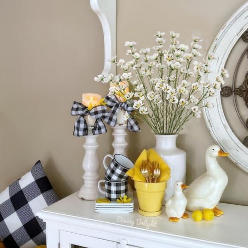 CITYES 10 Pcs Artificial Wildflowers White Fake Flower Stems 21" Silk Spring Flowers Forsythia Faux Wildflowers Floral Stems for Flower Arrangements Home Decor Indoor Outdoor Wedding Centerpieces - color: White 2