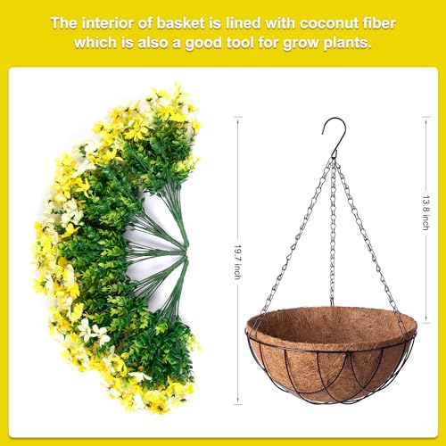 INXUGAO Artificial Flowers with Hanging Planter for Outdoor Decor, Faux Silk Daisy UV Resistant Plants in Basket for Indoor Porch Garden Yard Spring Summer Decor(Yellow) - color: Cyellow