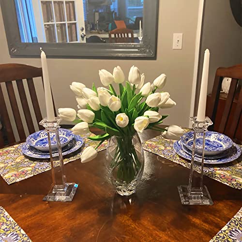 UKELER White Tulips Artificial Flowers 24 Pcs Real Touch Tulip Fake Flowers for Home Office Wedding Decor Bouquet DIY Wreath Flower Arrangement - color: White