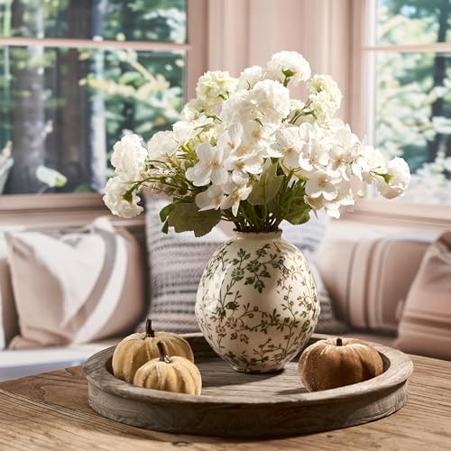 Green and Beige Antique Vase, 5.83 Inch Vintage Chinoiserie Floral Vase, Rustic Ceramic Vase for Home Decor, Living Room, Bookshelf, Office, Entryway, Garden, Chinoiserie Decor, Tuscan Decor - color: Beige and Green- 5.83"