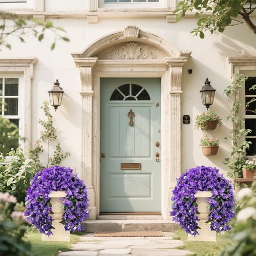 Artificial Flowers for Outdoors Fake Purple Bougainvillea Hanging Flower Decoration, 2Pcs Realistic Faux Silk Plants Long Trailing Vines, Spring Decor for Porch Patio Balcony Planter Yard - color: Bougainvillea - Purple