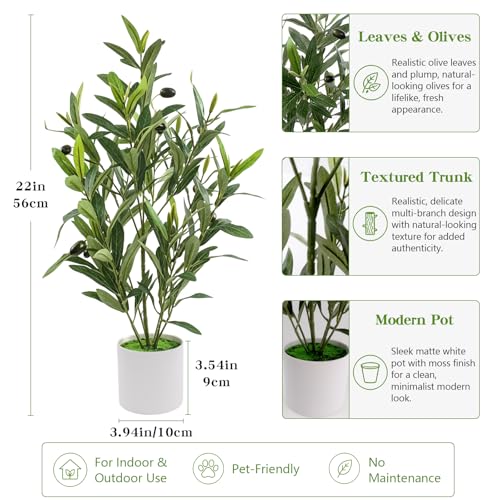 Table Artificial Olive Tree in Pot, 22" Table Small Fake Potted Greenery Faux Olive Tree Plants for Office Living Room Bedroom Kitchen Indoor Home Decor - color: E-2p