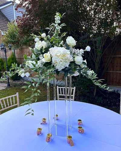 2 Pack 32'' Tall 10'' Dia. Clear Floor Vase Wedding Decoration Table Centerpiece Crystal Acrylic Flower Stand Floral Display Rack Backdrop Column for Event Décor - color: Square, size: 32 x 10 Inch (Pack of 2)