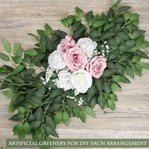 48 PCS Artificial Italian Ruscus Greenery - Fake Silk Green Leaf Stems for DIY Wedding Arrangements Garland Arch Bouquet Table Centerpieces Fireplace Hearth Decorations