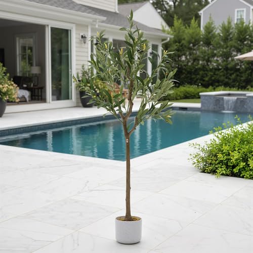 4FT Artificial Olive Tree with Silk Leaves & 14 Lifelike Fruits, Faux Olive Trees in Pot, Indoor Artificial Plants Fake Plants for Home Office Kitchen Decor - size: 6in