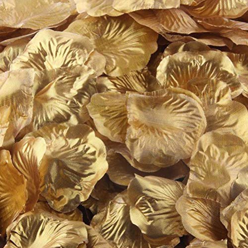LZXD 1000 Pieces Gold Artificial Silk Rose Petals Flower Decoration Wedding Party Color Gold - color: Gold