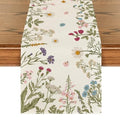 Artoid Mode Floral Wildflowers Herb Spring Table Runner, Seasonal Kitchen Dining Table Decoration for Home Party Decor 13x108 Inch - size: 13" x 108", Table Runner