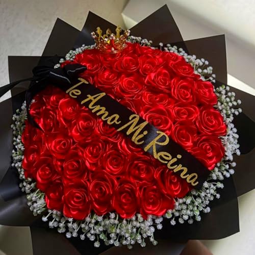 100 Pcs Premade Satin Ribbon Rose Petals Half-Finished Crafting DIY Eternal Flowers Bouquets & Floral Art Perfect for Weddings Birthdays Anniversaries,Engagements - color: 100 Pcs Red