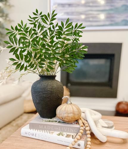 Hollyone 3PCS Artificial Greenery Stems Faux Branches for Vase 37.4 Inch Tall Fake Chestnut Leaves Branches Plants Leaf Bushes for Floral Arrangement Vase Bouquets Party Wedding Wall Home Decor Green - color: Chestnut - Green