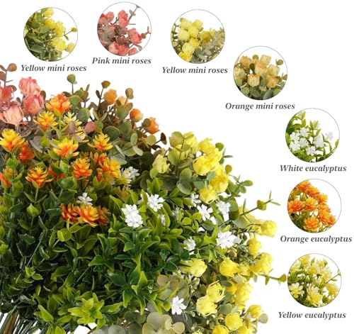 ilauke 7 Bundles Rose Artificial Flowers for Outdoor,13.8in Artificial Plastic Rose Fake Flowers UV Resistant Fake Plants Faux Flower for Spring Decor Porch Patio Window Boxs Yard Garden Decorations - color: Artificial Roses Outdoorv