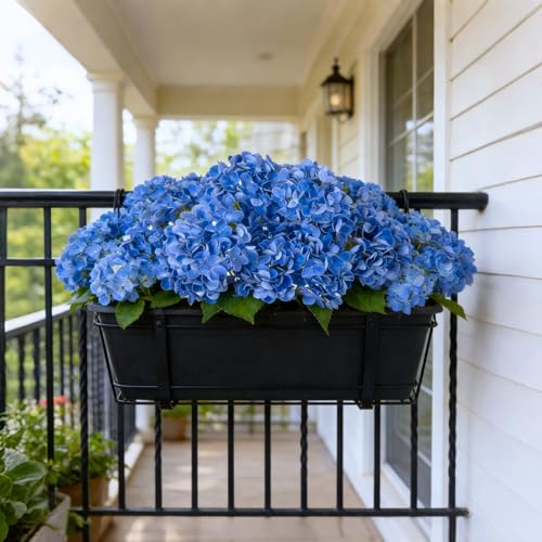 INXUGAO Artificial Flowers Fake Outdoor Hydrangea Bouquets with Long Stems, 3Pcs 18" Faux Blue Hydrangeas with Latex Real Touch for Outdoors, Wedding, Baby Shower and Party Decor - color: Blue