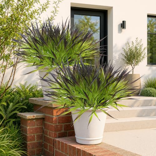 Uieke 28 Bundles Artificial Outdoor Plants UV Resistant Fake Grass Plants Faux Plastic Plants Greenery Shrubs for Home Garden Pathway Summer Decor, Deep Purple - color: Deep Purple, size: 28
