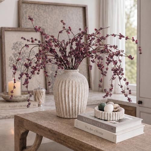 Zeyune 6 Pcs Artificial Branches with Purple Buds 40" Dusty Plum Fall Faux Plant Long Stem Picks Sprigs for Vase DIY Home Office Wedding Party Indoor and Outdoor Decor(Purple, Regular Style) - color: Purple, size: Regular Style